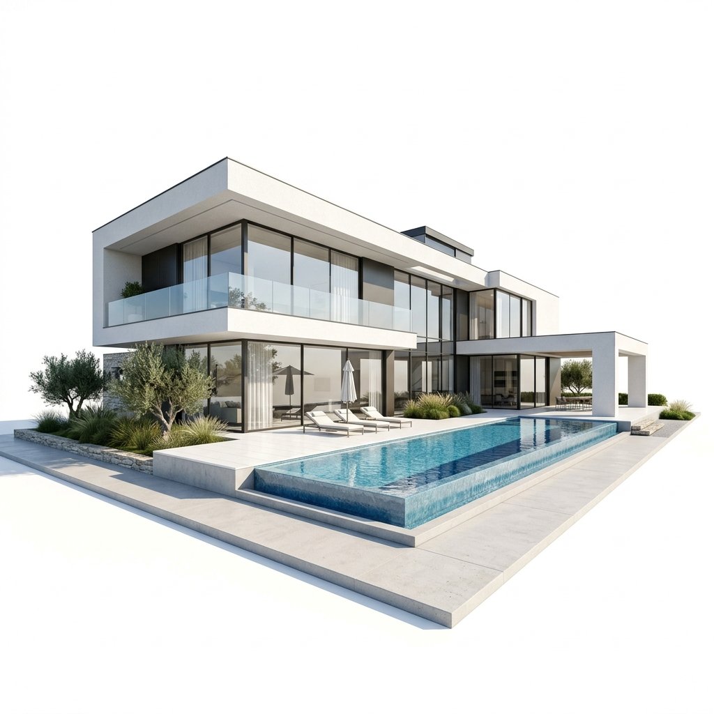 Mansão contemporânea com piscina panorâmica e fachada em vidro da Dalton Imóveis