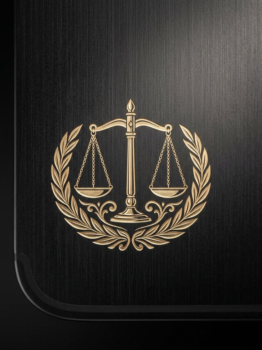 Macro do selo da justiça gravado a laser no chassi do tablet