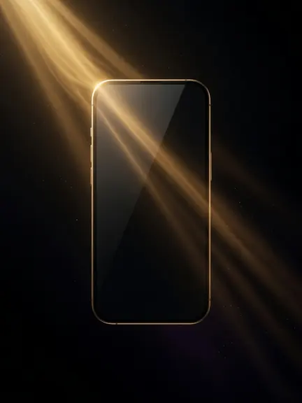 dtCelular, celular preto com borda de ouro